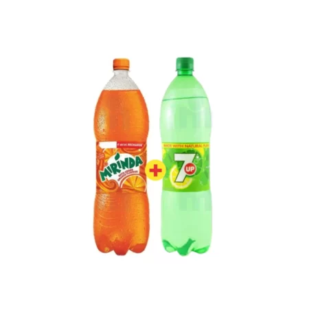 Pack 2 bouteilles de boissons gazeuses Mirinda Orange + 7Up x 1,5L