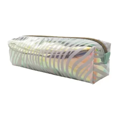 Trousse carrée 1 zip zèbre 20x5,5x5,5cm silver
