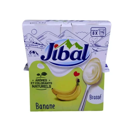 Yaourt brassé aromatisé à la banane 8 x110g - JIBAL