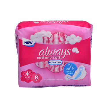 8 Serviettes Hygiéniques Douceur de Coton Long  Always