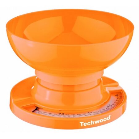 " Pèse Aliments Mécanique orange Techwood  Graduation par 20 g - Bol amovible max 3Kg "