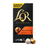 10 Capsules Espresso Delizioso L'OR Compatibles Machines Nespresso (Intensité 5)